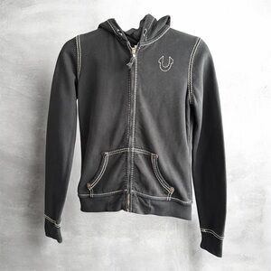 Vintage True Religion Rivet‑Pocket Zip Hoodie Jacket